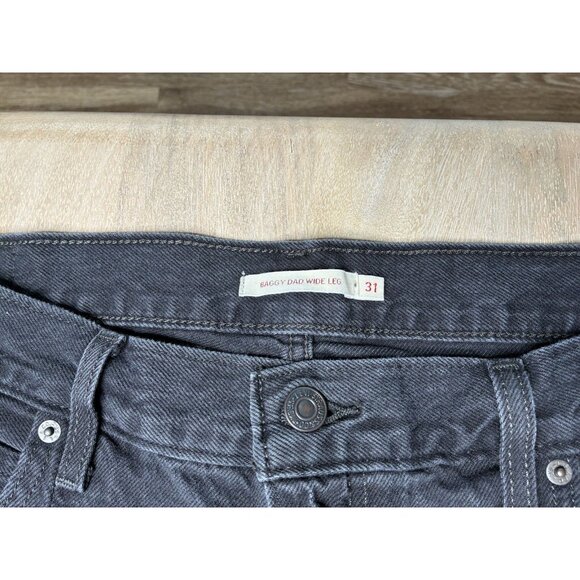 Levi's Baggy Dad Wide Leg Jeans in Black Size 31 X 30 Mid Rise - Picture 4 of 7